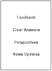 Text Box:  
Feedback
Clear Answers
Perspectives
News Updates
 
 
 
